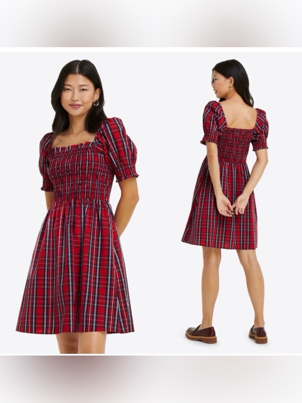Draper James Angie Plaid Cam Smocked Dress Size XL EUC